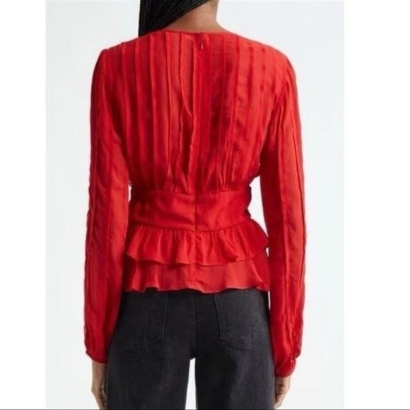 Farm Rio Red Pleated Shell Blouse - Picture 3 of 7